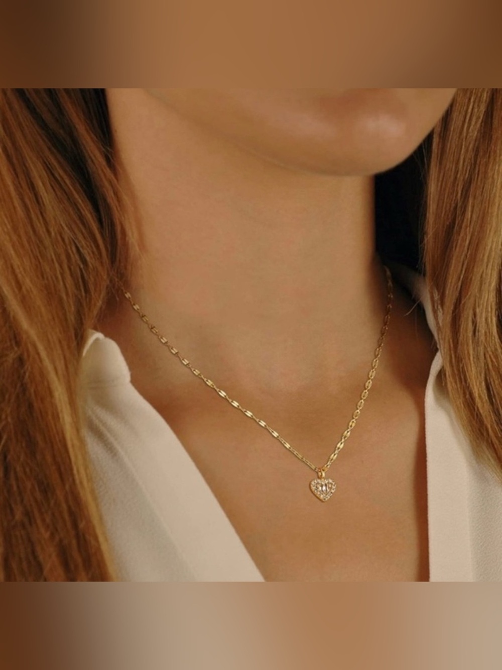 14k Gold Plated Heart Chain Pendant Necklace